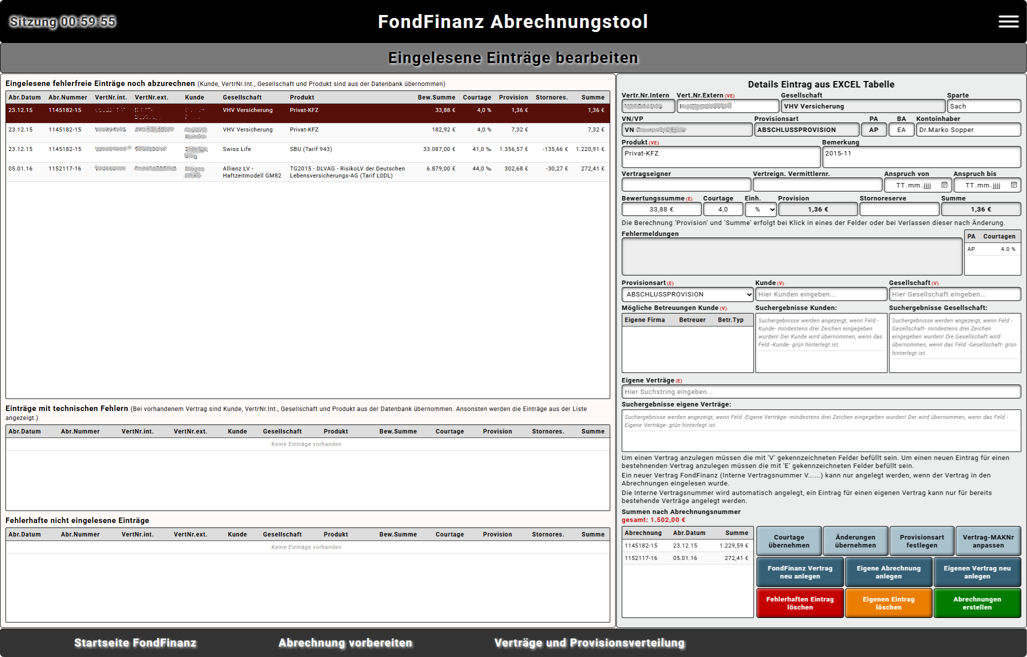 Rechnung vorbereiten